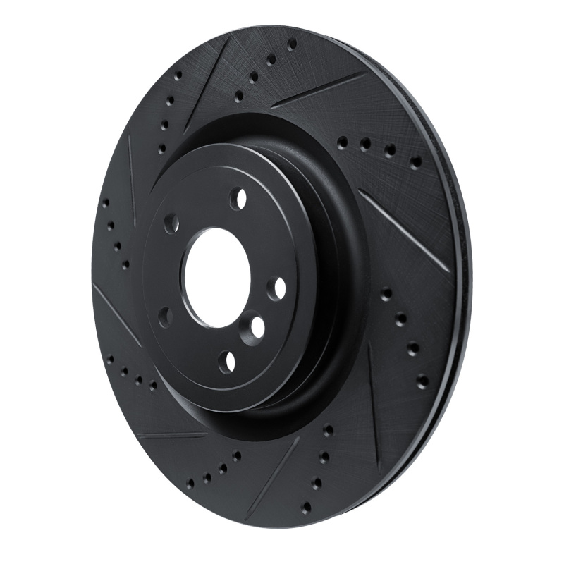 Jaguar XF Brake Rotor (1) - Rear Left - R1 Concepts - Drilled & Slotted - Black - `16-`24